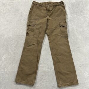 Duluth Trading Cargo Pants Women 14 x 35 Tan Heavyweight Active Workwear